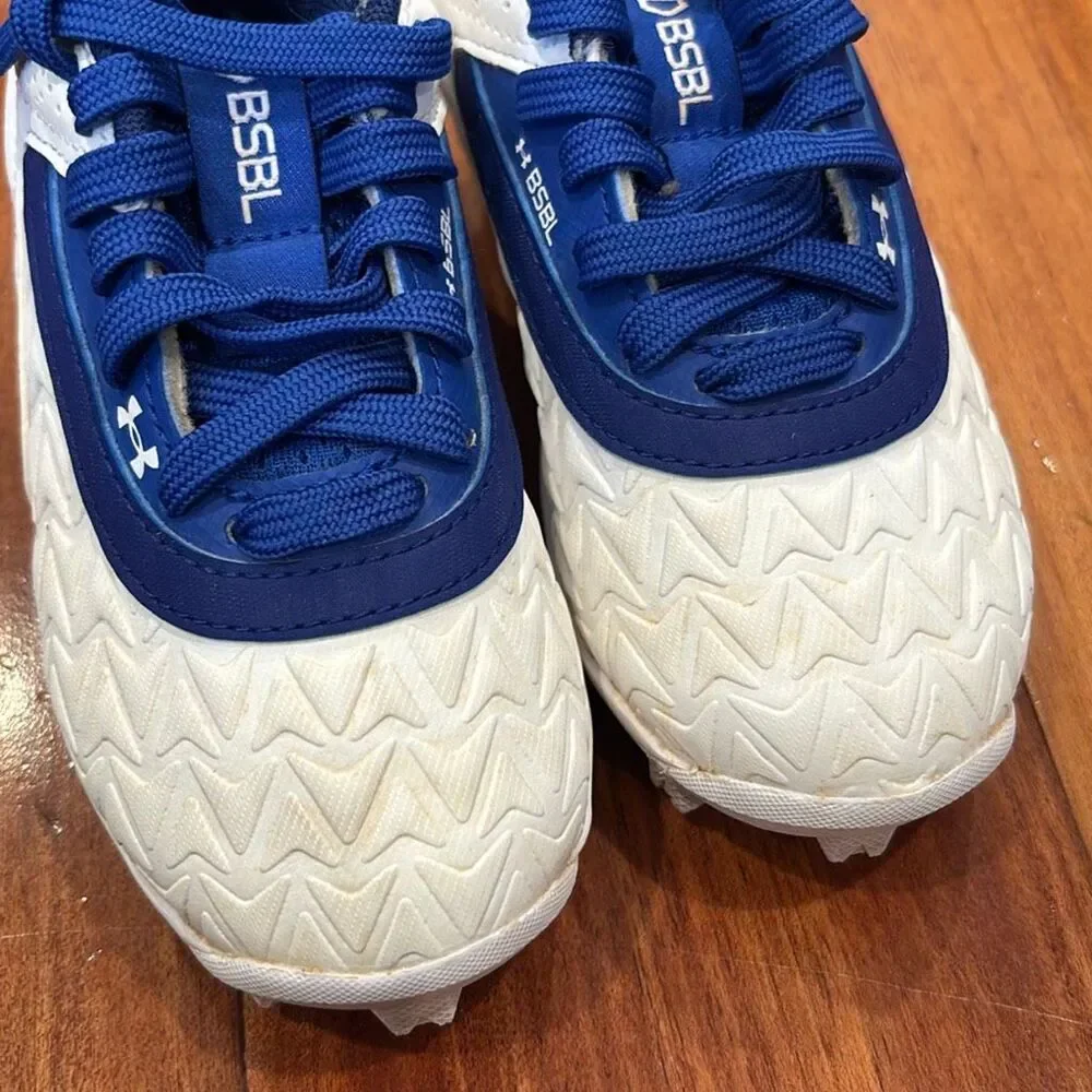 Under Armour BSBL Kids Baseball Cleats – Size 9K – White/Blue